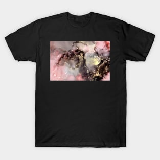 Blush, gold and black abstract asrt T-Shirt